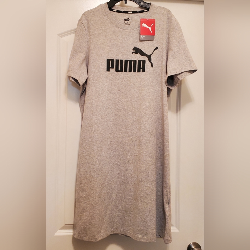 PUMA Essentials+ Logo Tee Dress, Gray (XL - New)